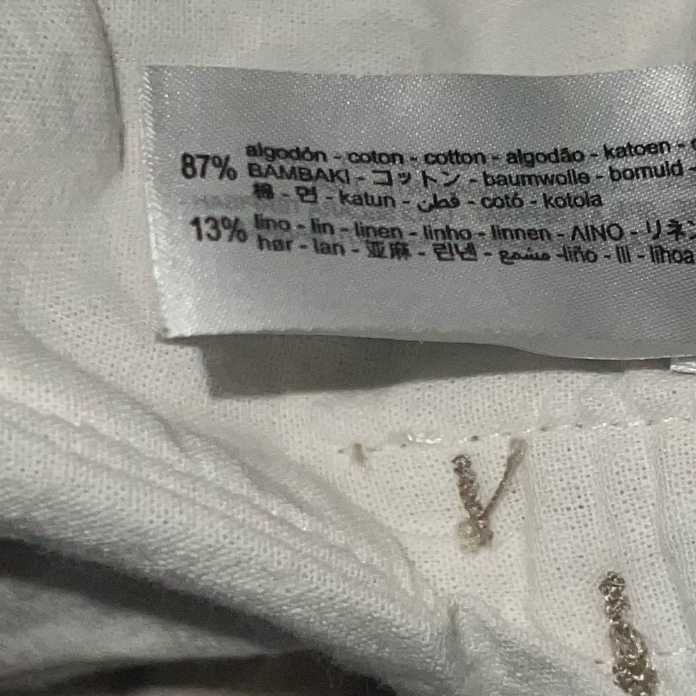 Zara Wide Leg Pants Women’s Size 14 Cotton Linen Relaxed Fit High Rise Neutral - Picture 7 of 15